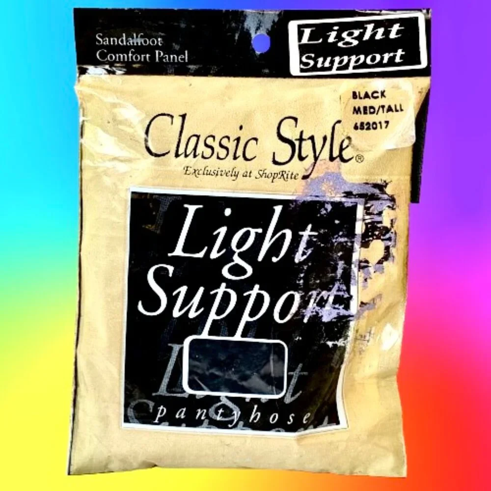 ShopRite Vtg Pantyhose Black Light Support Classic Style Medium / Tall